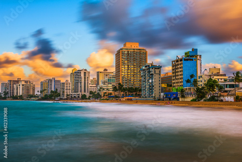San Juan, Puerto Rico resort skyline on Condado Beach