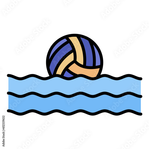 Waterpolo Line Color Icon