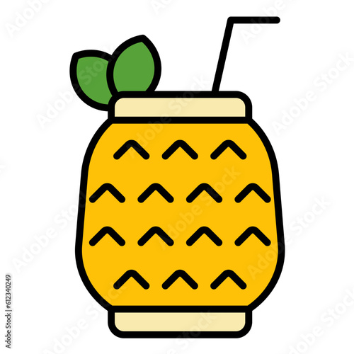 Pina Colada Line Color Icon