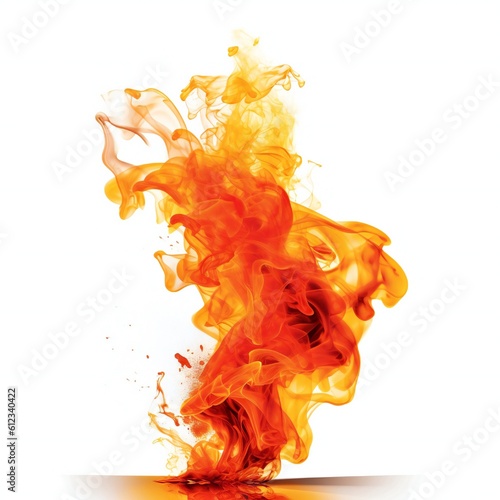 Fire with smoke element on white background Generative AI