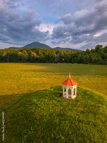 The Nacoochee Mound archaeological site with Mt. Yonah in the distance in Helen, Georgia, USA. photo