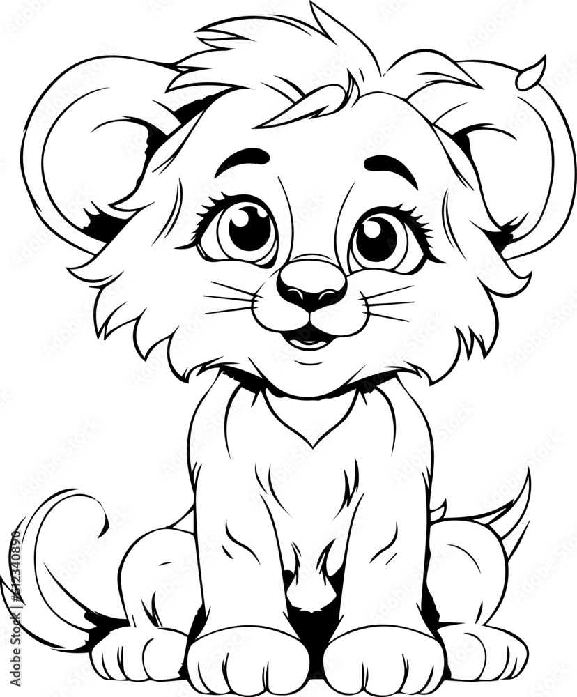 Fototapeta premium Cute little animal black & white vector illustration for coloring book isolated on white background