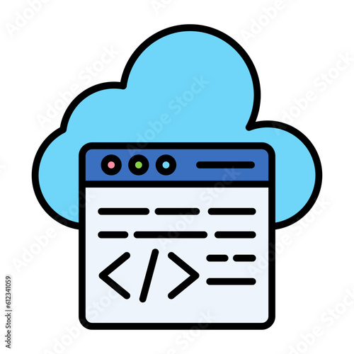Cloud Coding Line Color Icon
