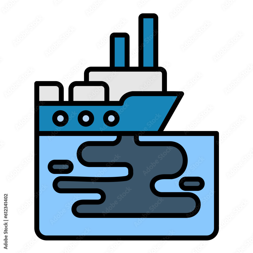 Ocean Oil Spill Line Color Icon Ocean Oil Spill Line Color Icon