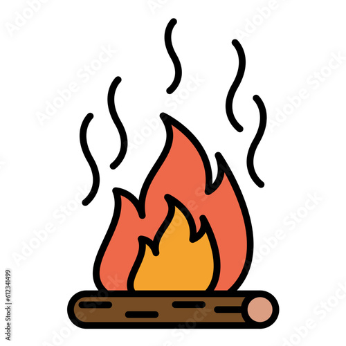 Fire Pollution Line Color Icon