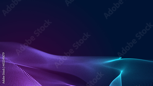 Abstract dot blue purple wave gradient texture technology background.