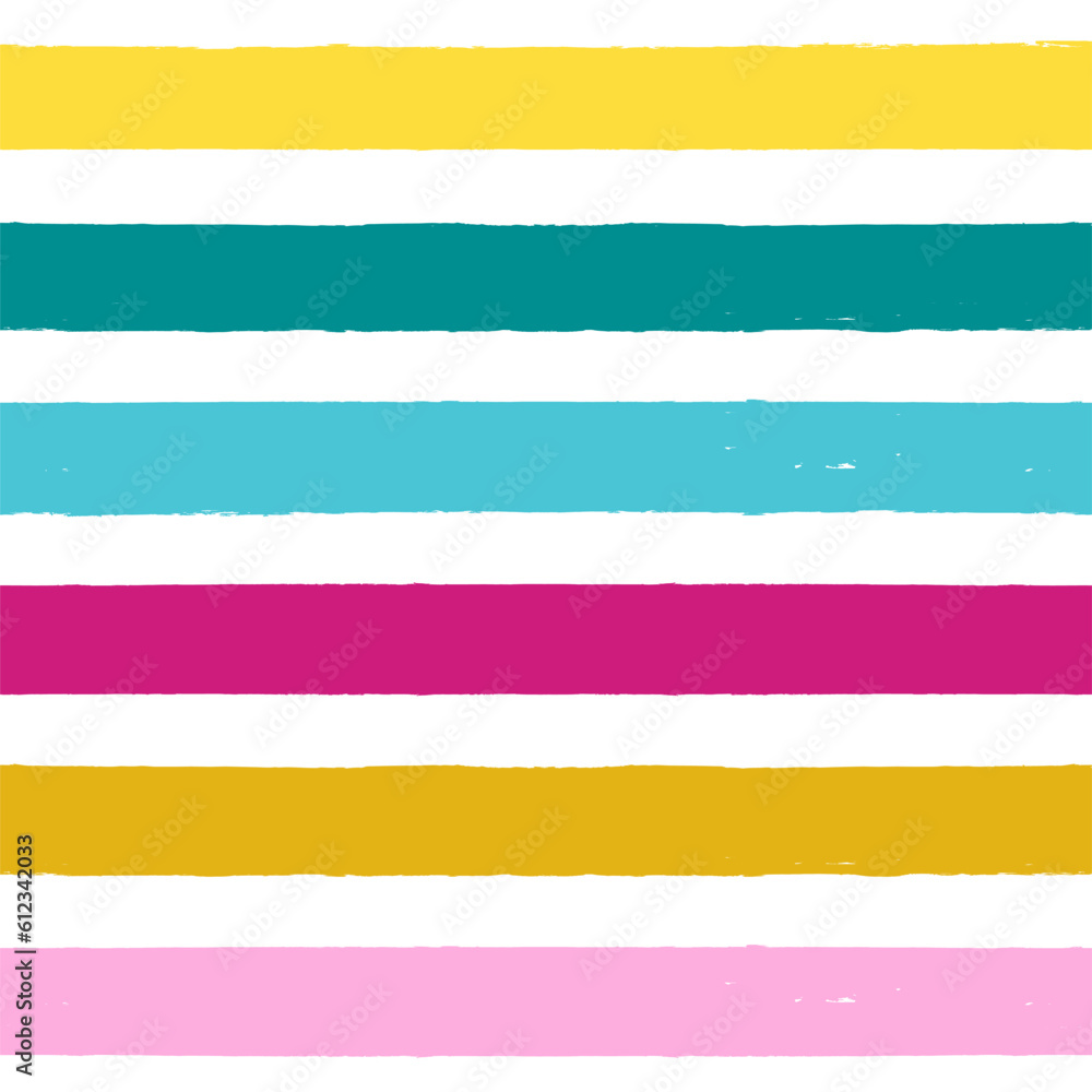 Obraz premium Vector striped summer pattern. Paint Lines Seamless background. Colorful brush strokes. Bright stripes watercolor lines