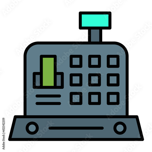 Cashier Machine Line Color Icon