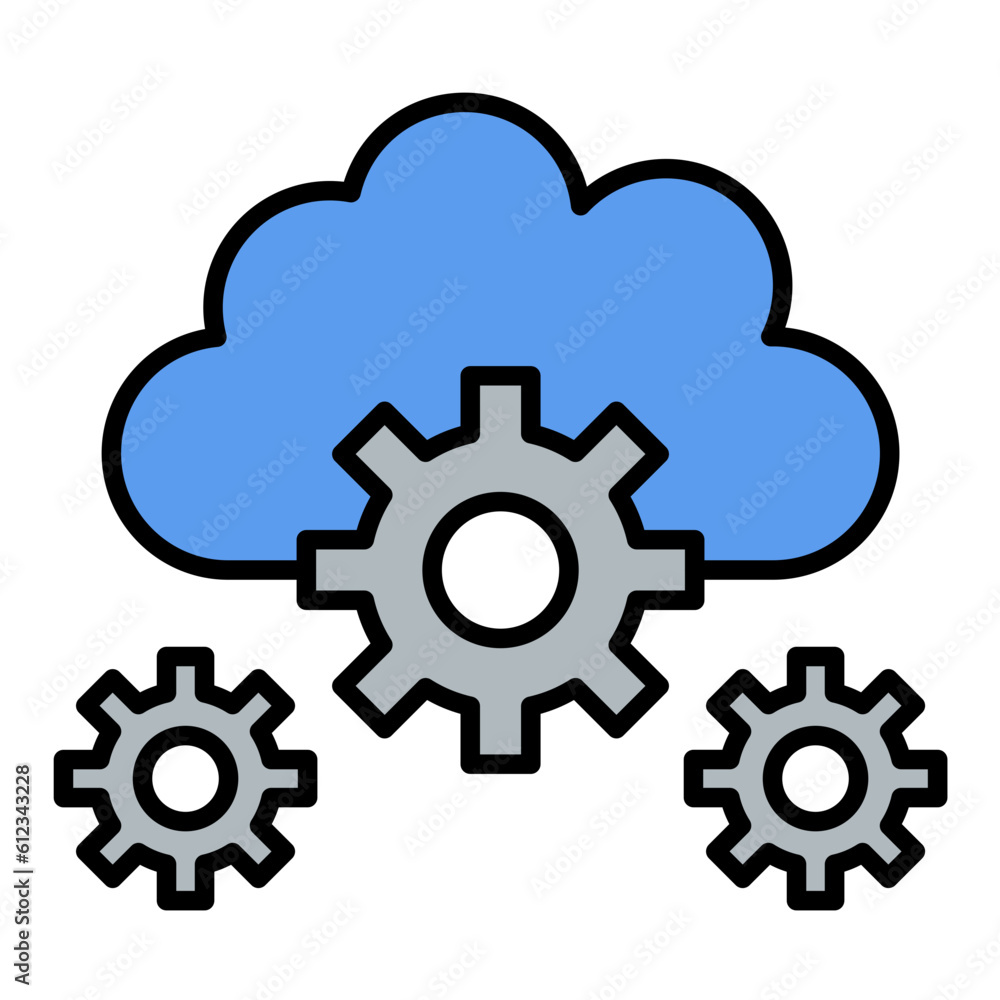Cloud Setting Line Color Icon Cloud Setting Line Color Icon