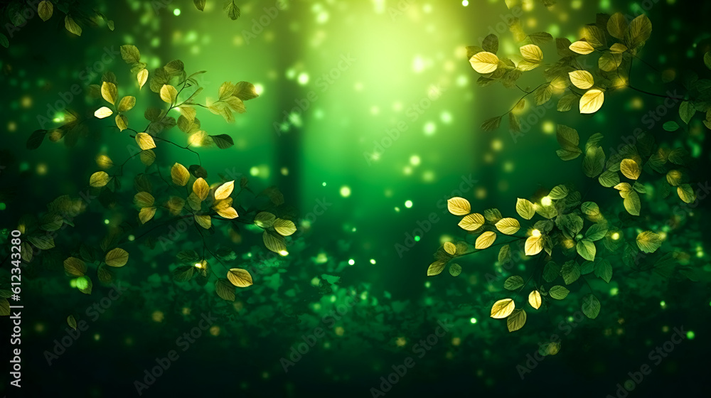 Abstract green background with leaves, generative AI. Abstract green background with leaves, generative AI.