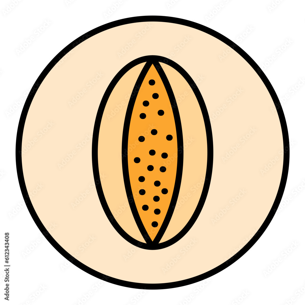 Rockmelon Line Color Icon Rockmelon Line Color Icon
