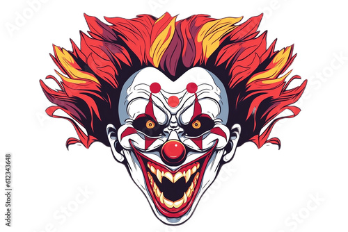 Isolated Clown Face Illustration Transparent Background. Generative AI