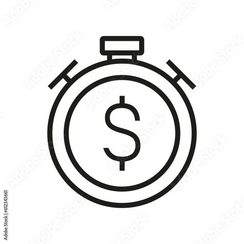 Grey alarm and dolar clock icon.