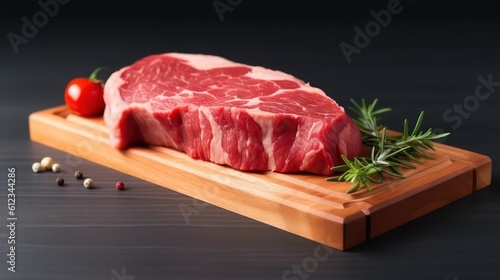 raw meat on a wooden board