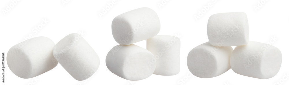 Collection of delicious marshmallows cut out Collection of delicious marshmallows cut out