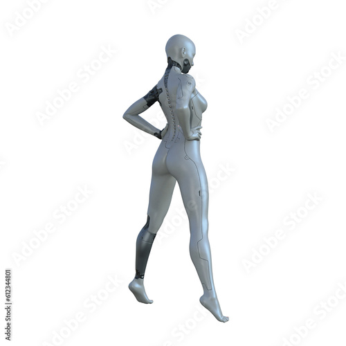 The ultimate gynoid robot women for futuristic science fiction scenes. 3d rendering illustration.