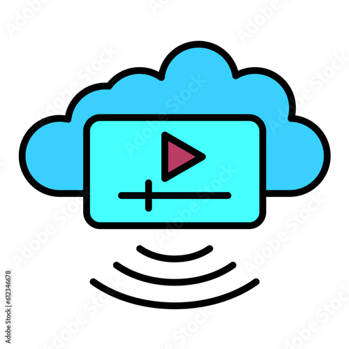 Streaming Line Color Icon