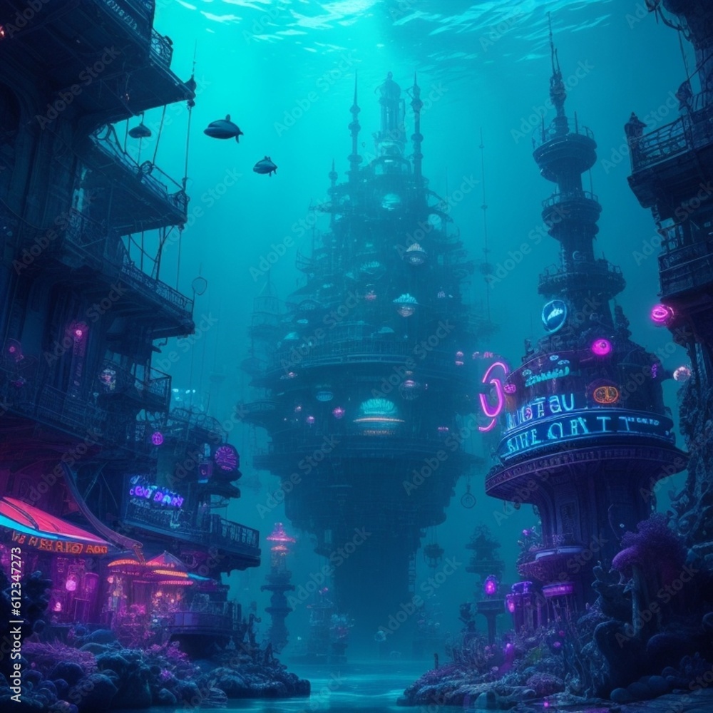 Underwater city . Generative AI Underwater city . Generative AI