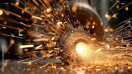 Fotografia sparks flying while machine griding and finishing metal