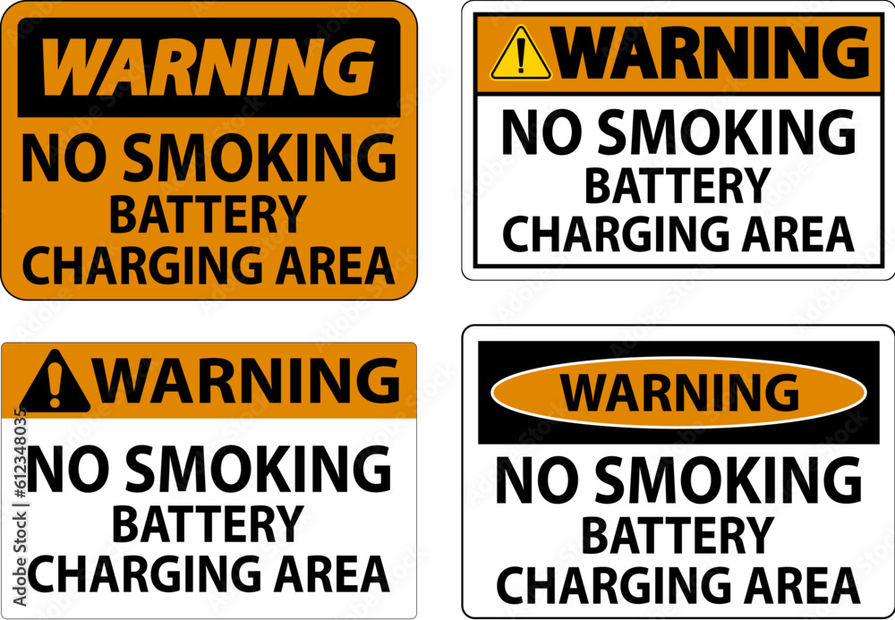 Warning Sign Battery Storage Area No Smoking Warning Sign Battery Storage Area No Smoking