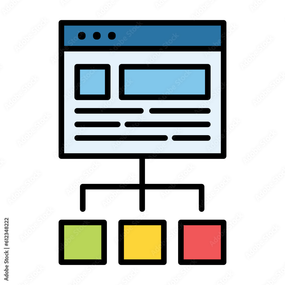 Website Structure Line Color Icon Website Structure Line Color Icon