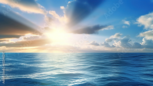 Bright beams of sunlight refracting through the surface of the atlantic ocean. Generative Ai