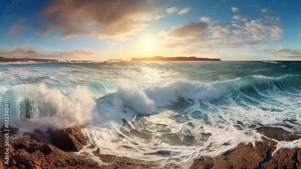 beautiful seascape panorama. Composition of nature. Generative Ai