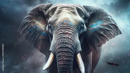 Naklejka na ścianę A realistic photo with a elephant close up. Generative ai.