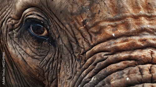 A realistic photo with a elephant close up. Generative ai.