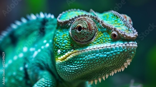A realistic photo with a chameleon close up. Generative ai. © joseduardo