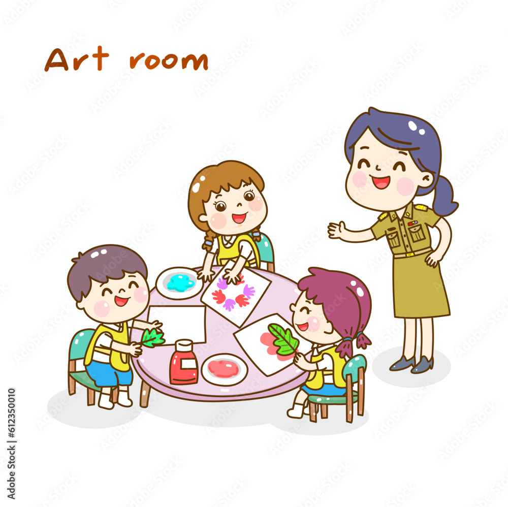 Illustration Art classroom for kids.