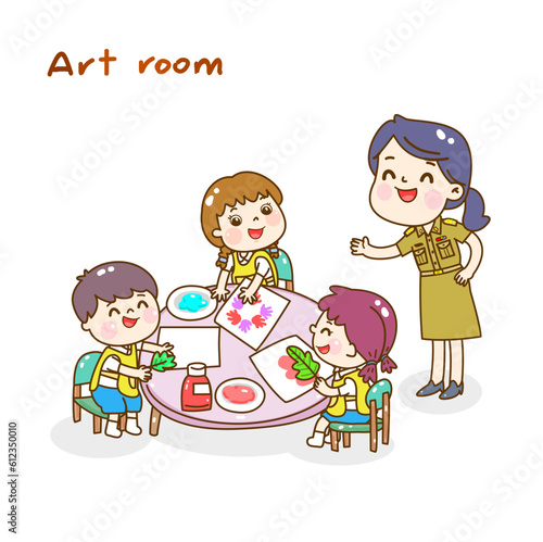 Illustration Art classroom for kids.
