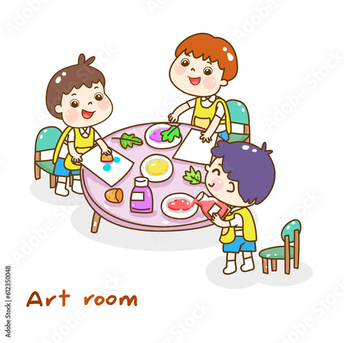 Illustration Art classroom for kids.
