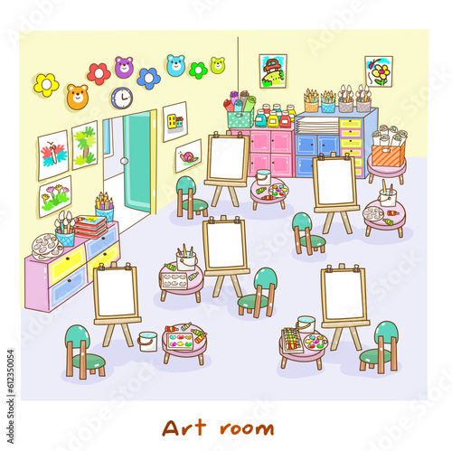 Illustration Art classroom for kids.
