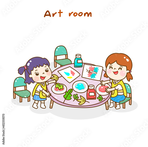 Illustration Art classroom for kids.