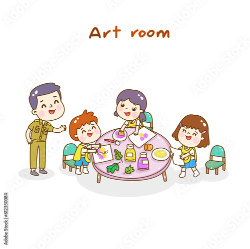 Illustration Art classroom for kids.
