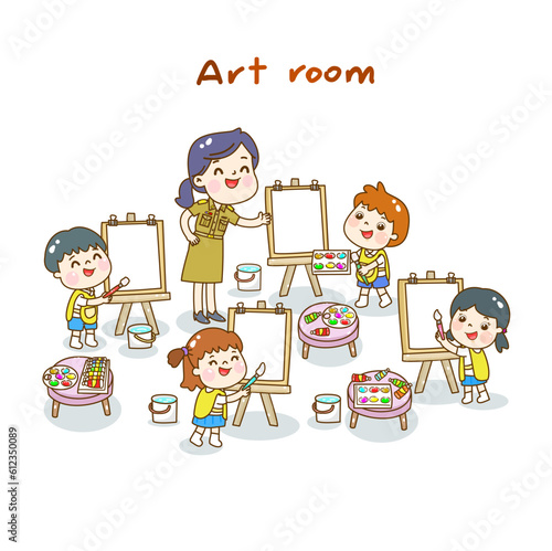 Illustration Art classroom for kids.