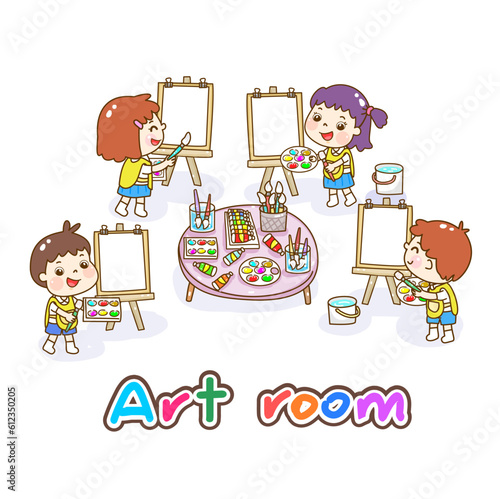 Illustration Art classroom for kids.
