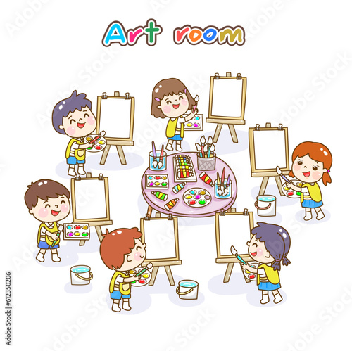 Illustration Art classroom for kids.