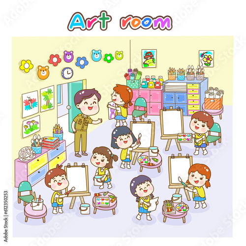 Illustration Art classroom for kids.