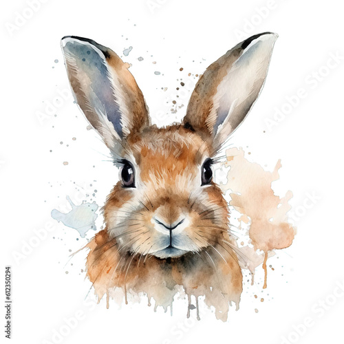 Aquarell-Handzeichnung eines Hasen: Niedliches Tiermotiv in zarten Wasserfarben