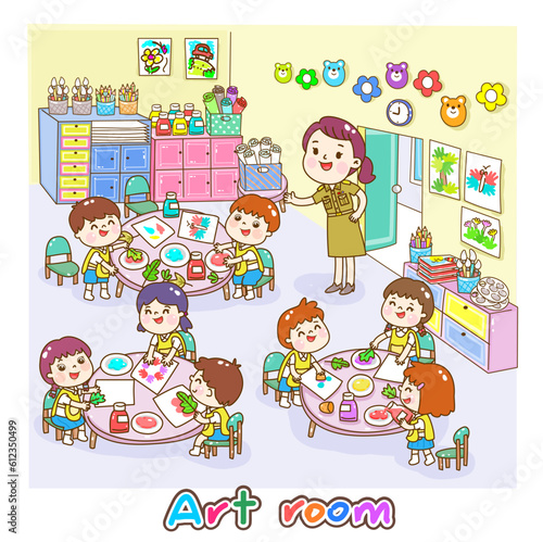 Illustration Art classroom for kids.