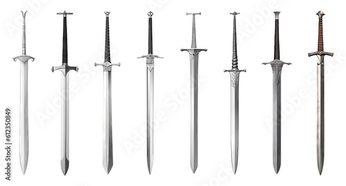 Fotografiet Set of swords isolated on transparent background - Generative AI