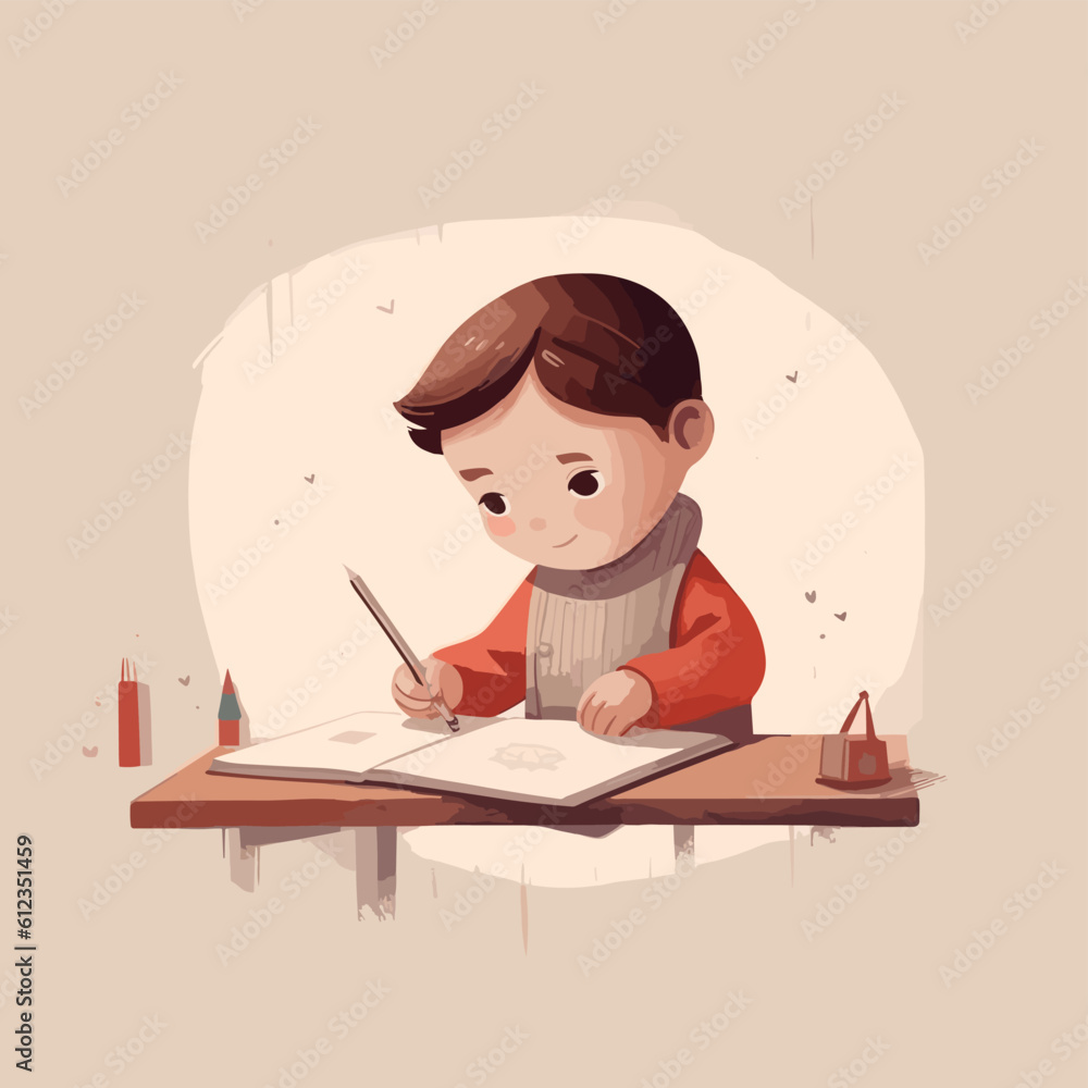 Children learning, draw, painting, children book illustration, svg vector Children learning, draw, painting, children book illustration, svg vector
