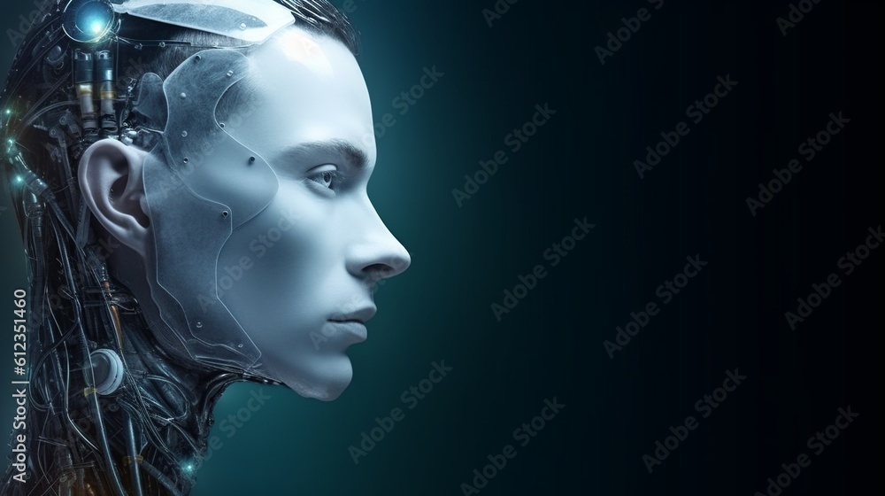 A robot man face representing ai. Generative ai. A robot man face representing ai. Generative ai.
