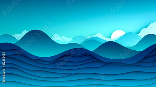 Abstract background with water waves, generative AI.