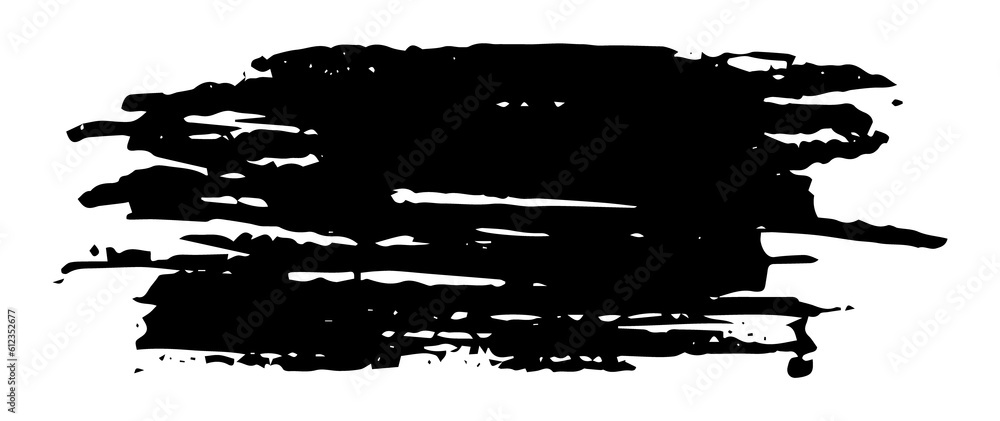Brush stroke hand painted with black ink, PNG clipart isolated on transparent background