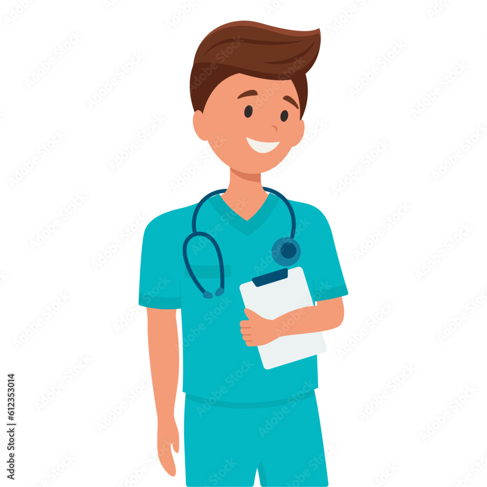 character medical profession, medical brother, doctor, cartoon character, vector
