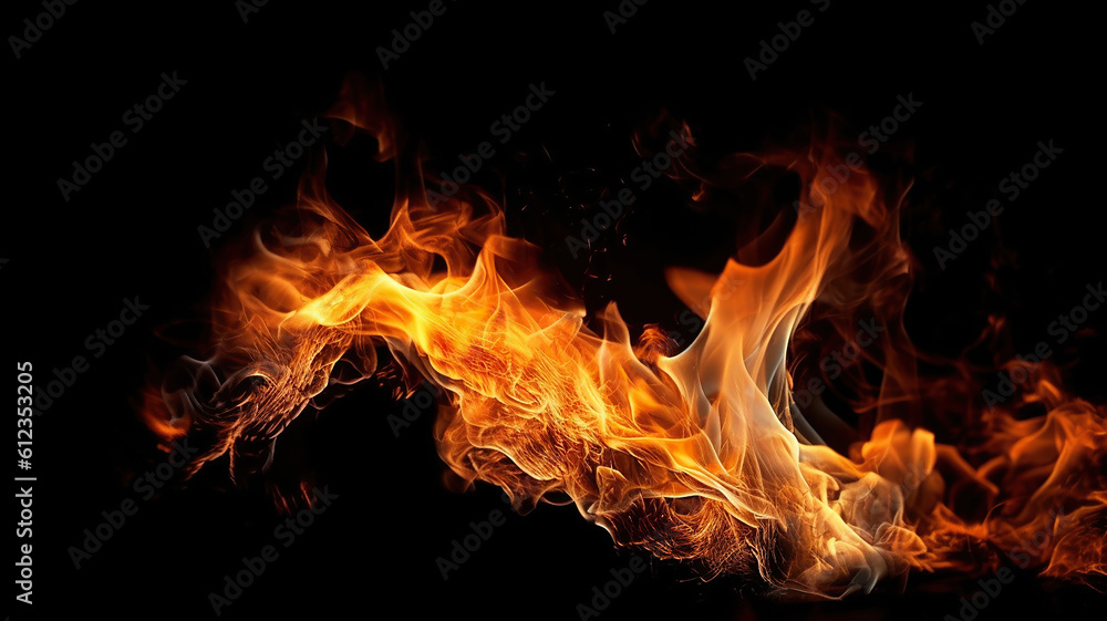 Fire flames on black background. Generative Ai Fire flames on black background. Generative Ai