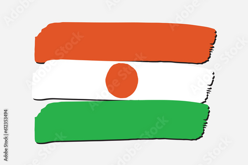Niger Flag with colored hand drawn lines in Vector Format
